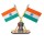 Voila Car Dashboard Indian Flag Cross Design Stand Satyamev Jayate Symbol Stand for Car Standard